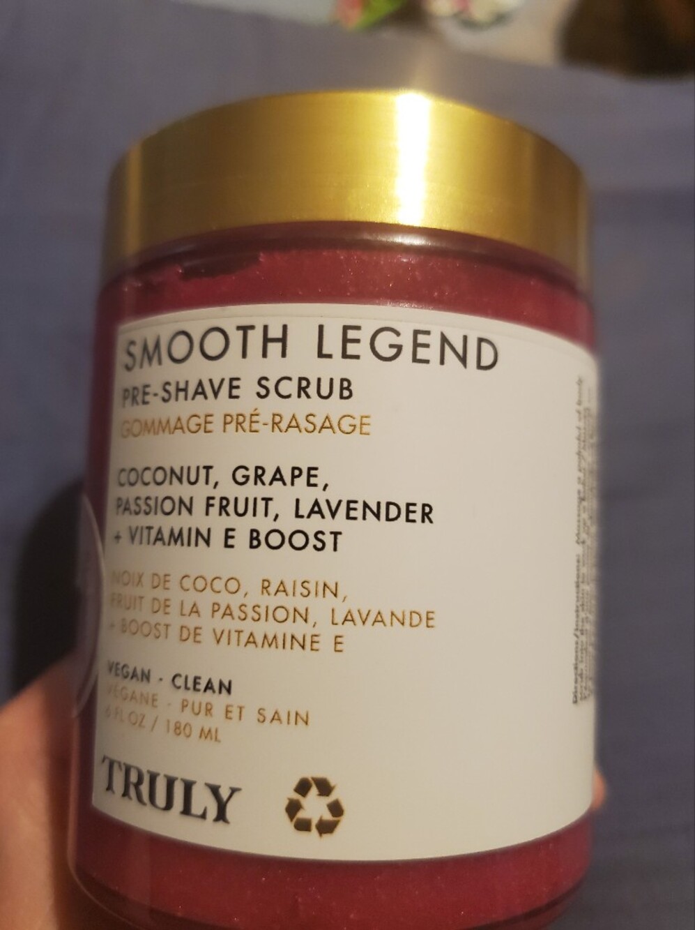 TRULY Smooth Legend Pre-Shave Scrub — Deep Pink Jar with Gold Lid